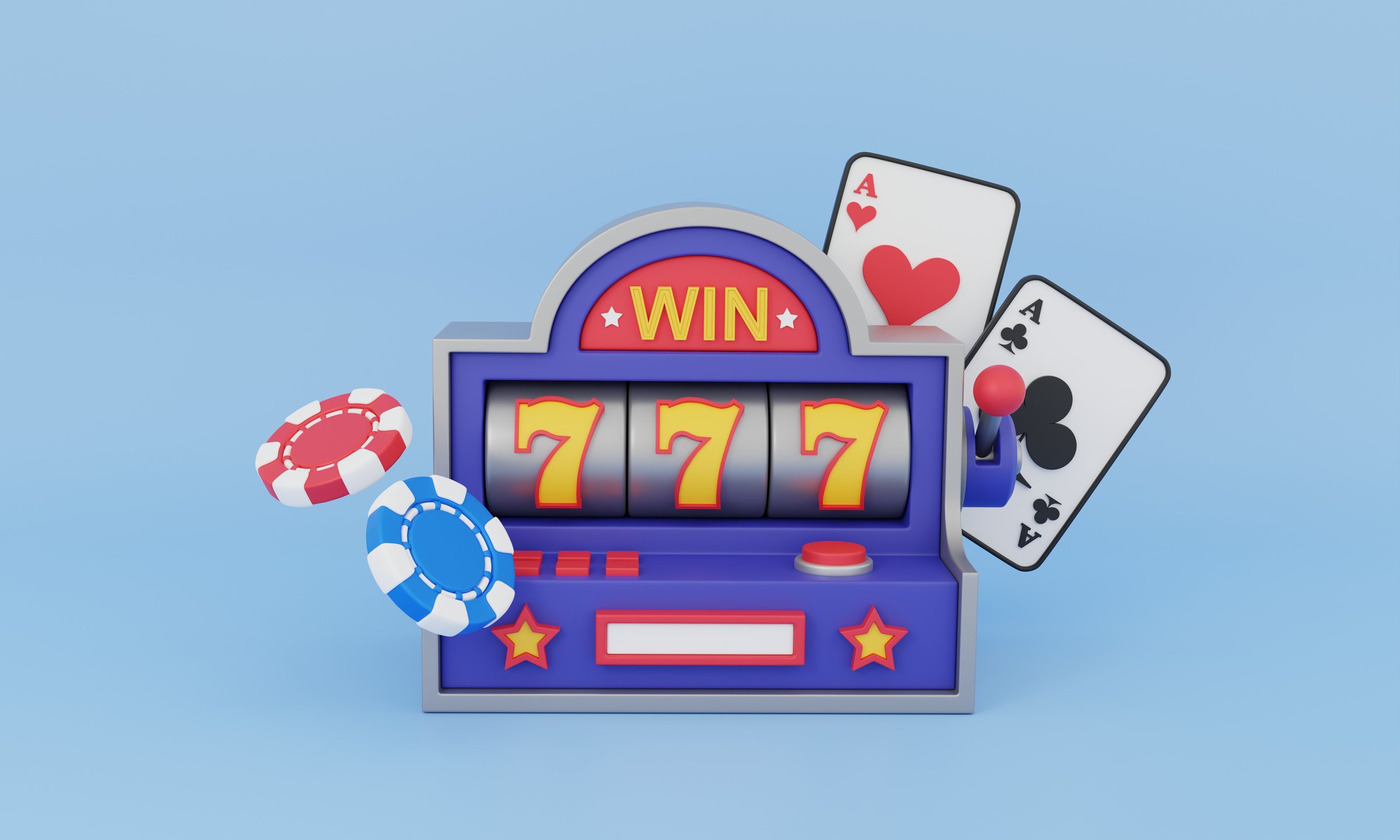 Online casino, luck, jackpot, win 777. 3D rendering.