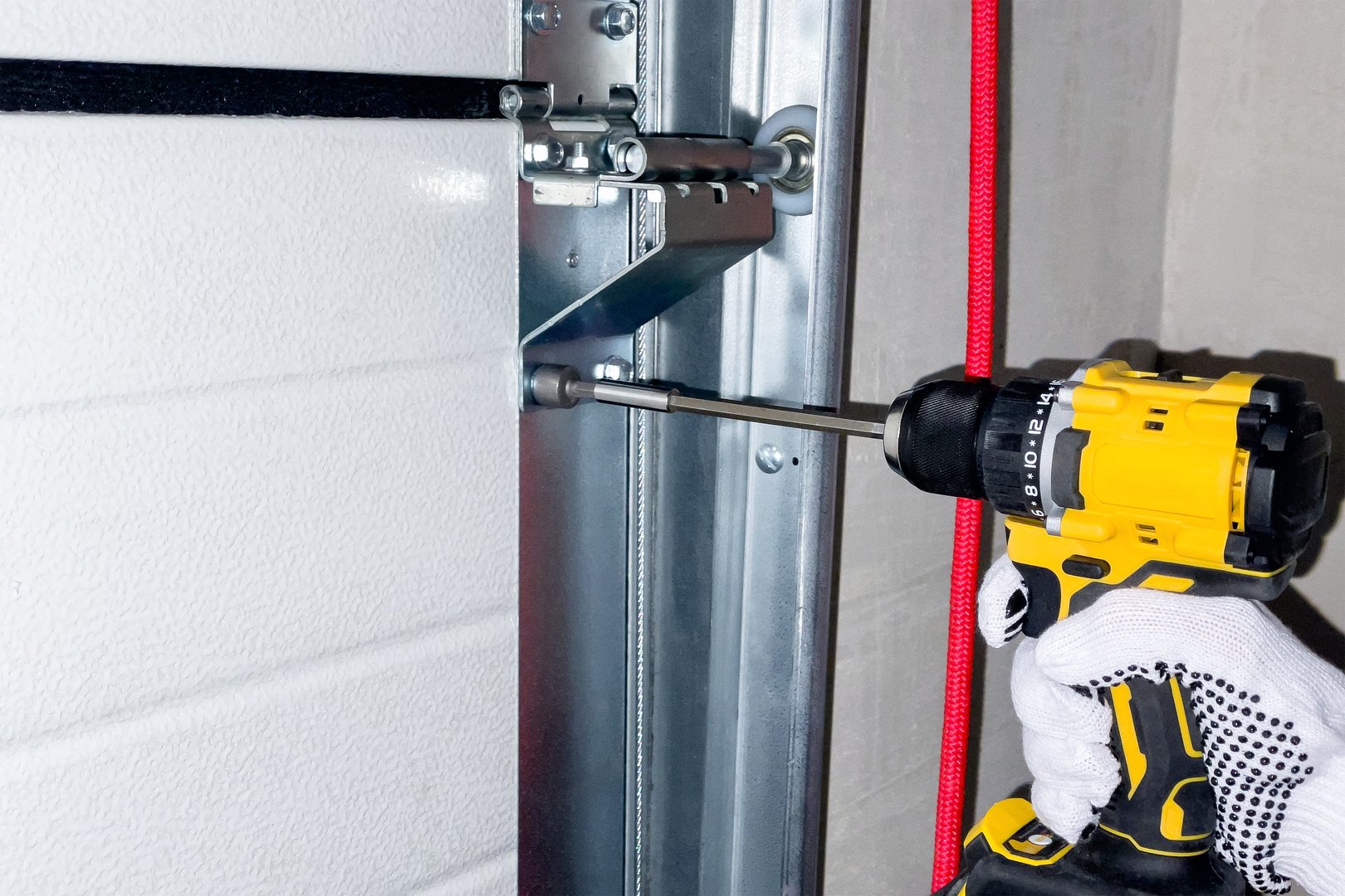 Handyman working on door repair