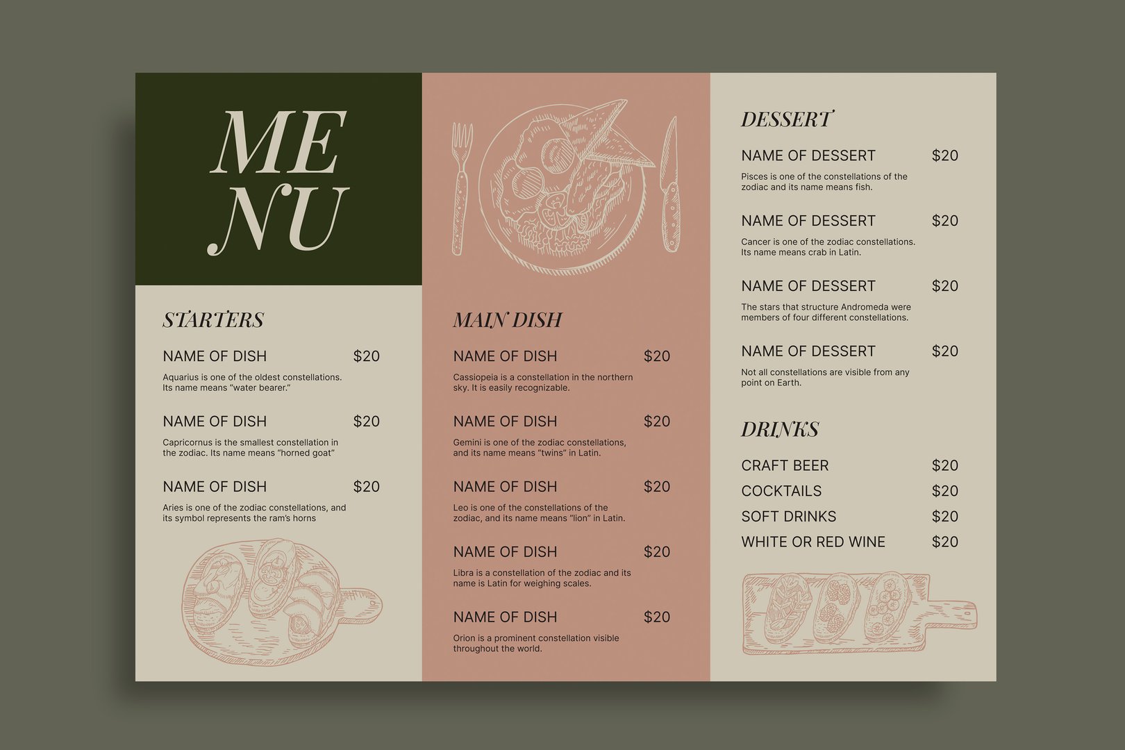 Idea Illustration vintage style hand drawn menu design or cafe, restaurants, bistro