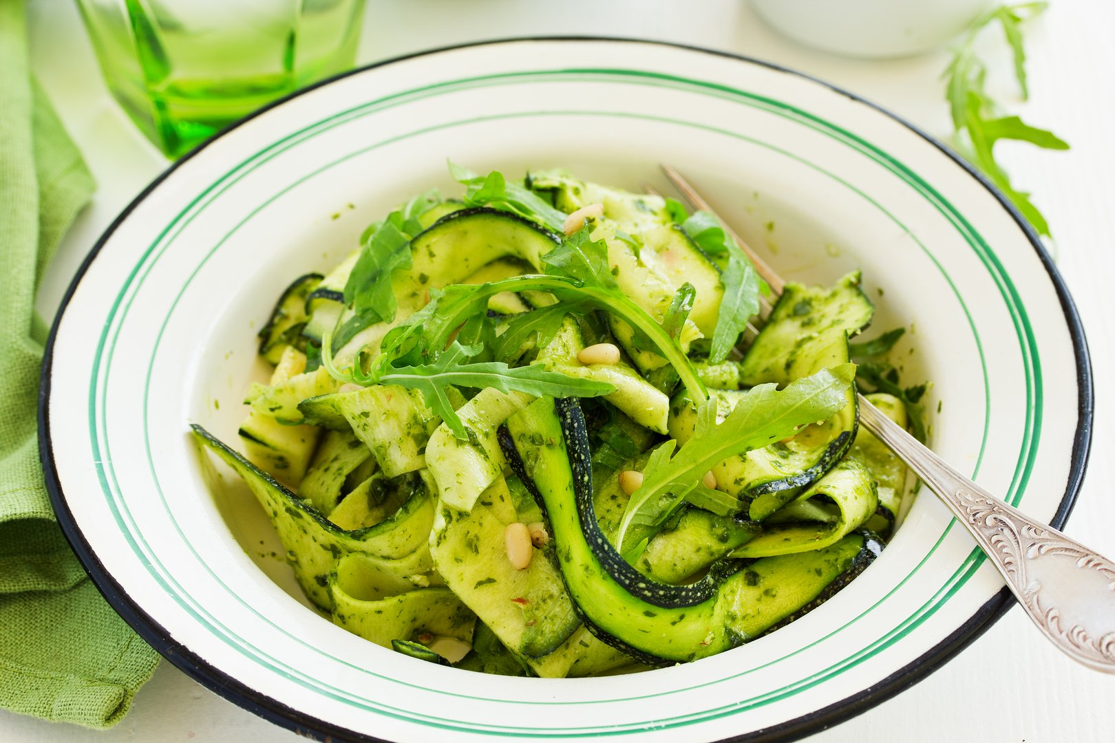 zucchini salad with arugula pesto.