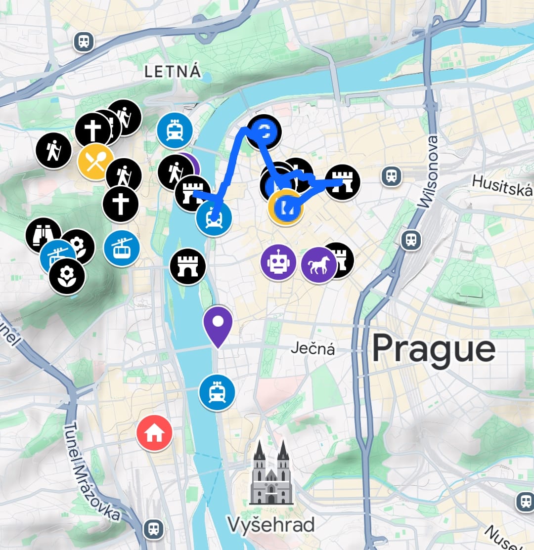 Prague city break with sightseeing map and local transport