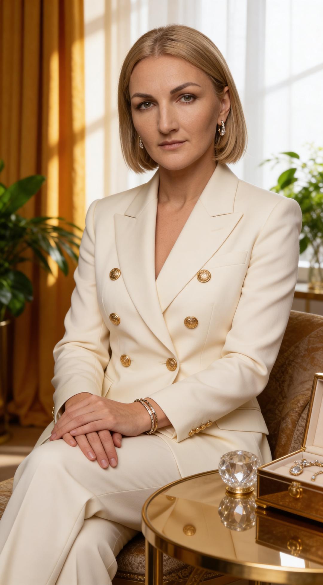 Chila Sabo im weißen Anzug