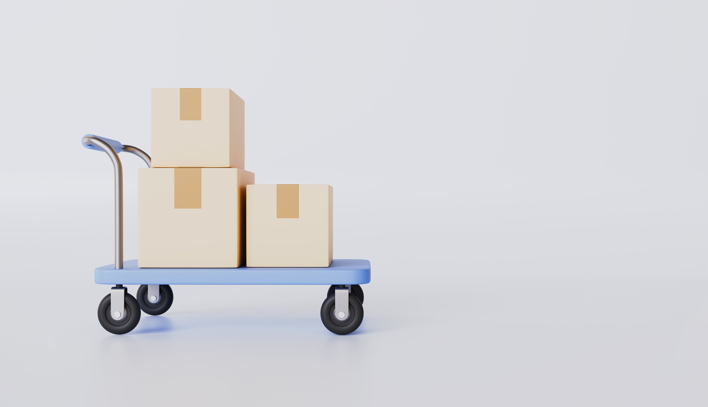 Hand truck with cardboard boxes