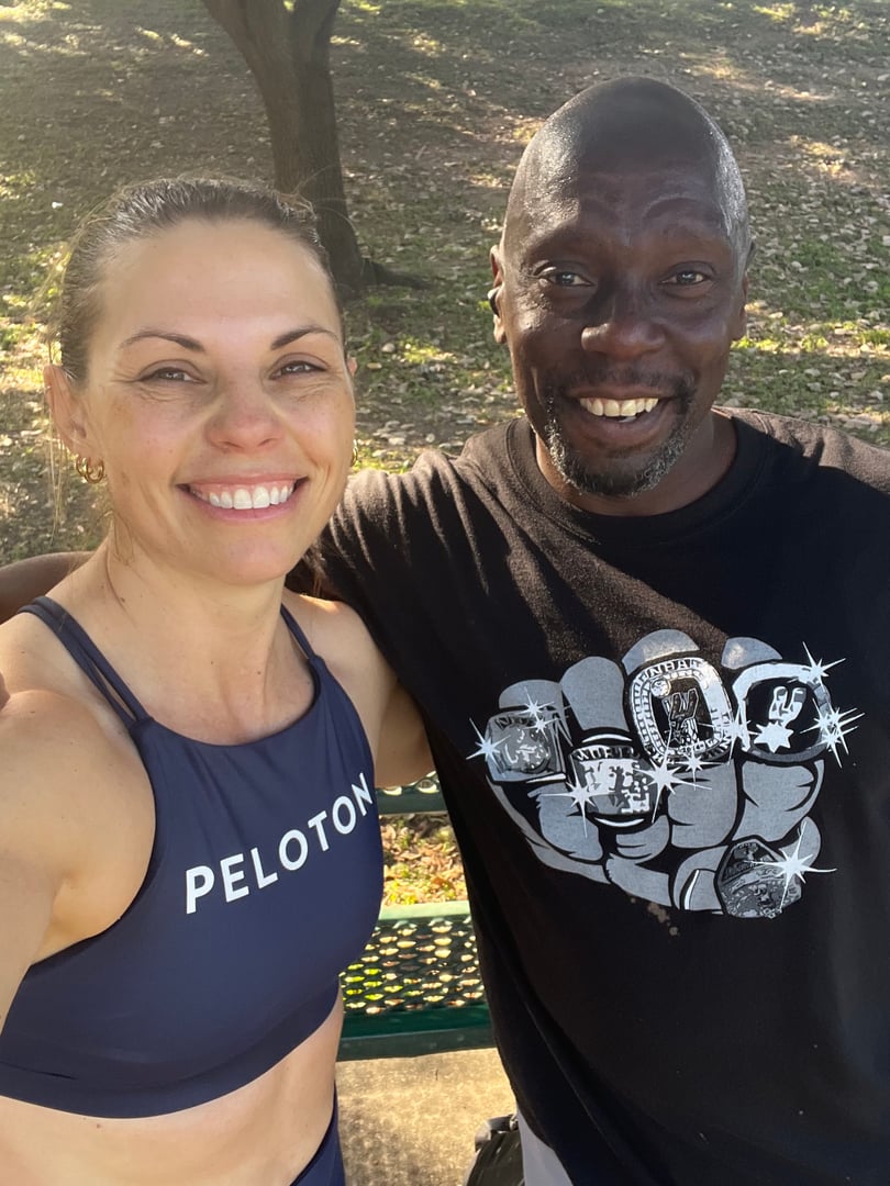 Fitness trainer with client