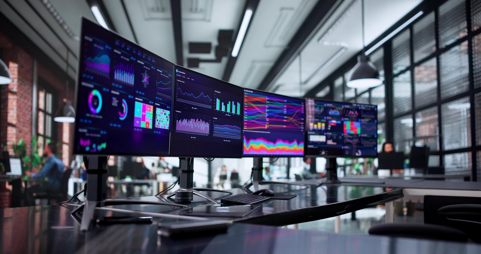 Business Consultant Analyzing Marketing Data Using KPI Analytics Dashboard