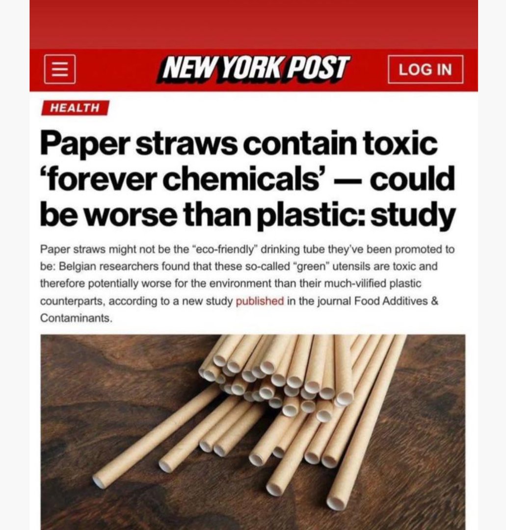 Paper straws are toxic - environmental health warning