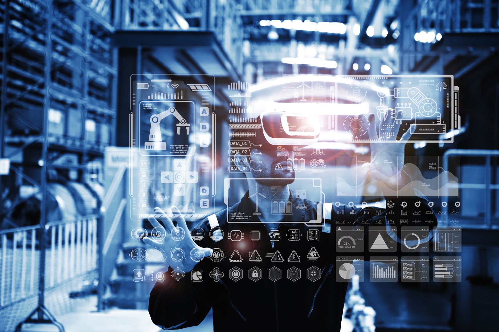 engineer is working with Digital future manufacture concept