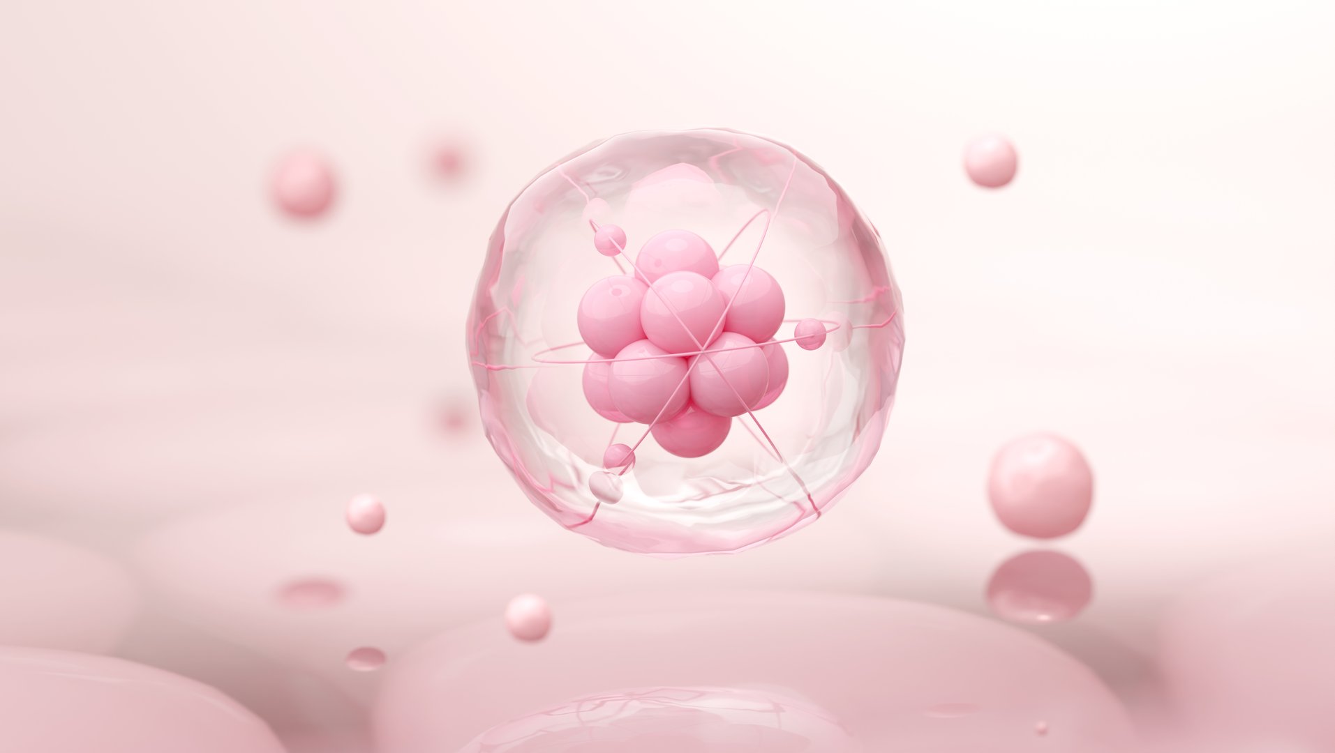 Exosome or encapsulated collagen serum molecules on skin cells for anti aging and skin regeneration. conceptual cosmetic technology with cyclosystem.