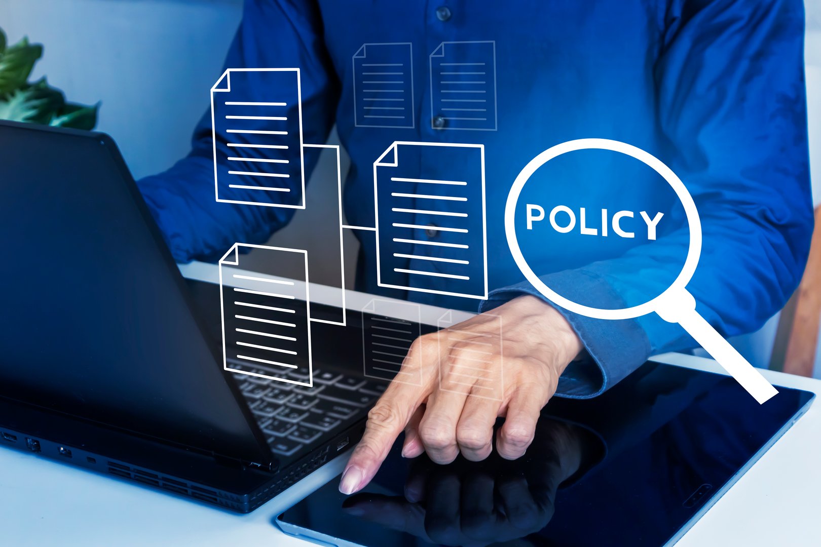 Business concept searching for policy requirements in order to work well and manage the organization system.