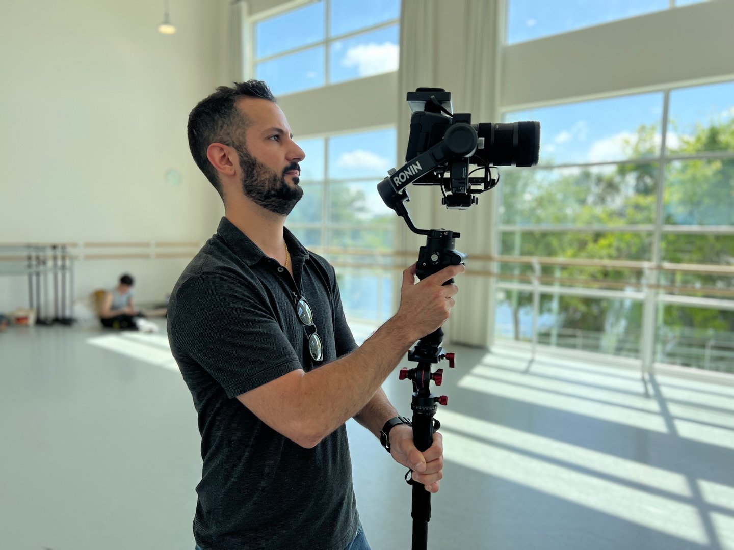 Professional video editing workspace and equipment
