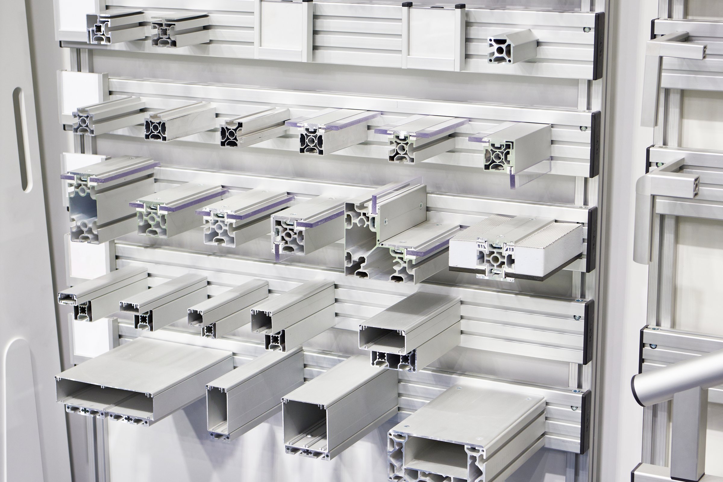 Aluminum special and drawing profiles on exhibition