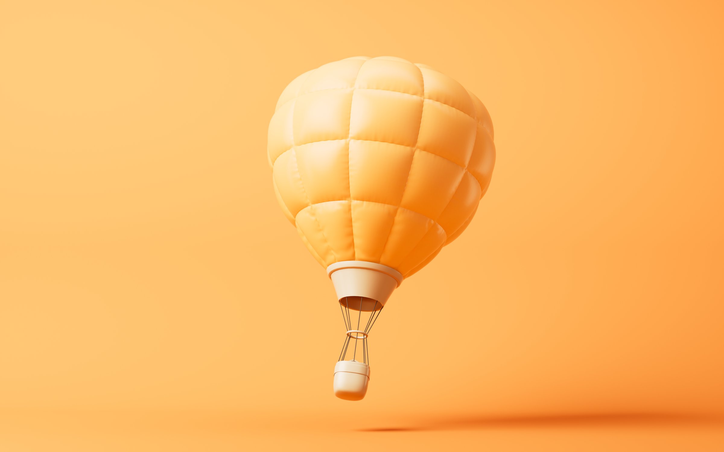 Inflatable hot air balloon with cartoon style, 3d rendering. 3D illustration.
