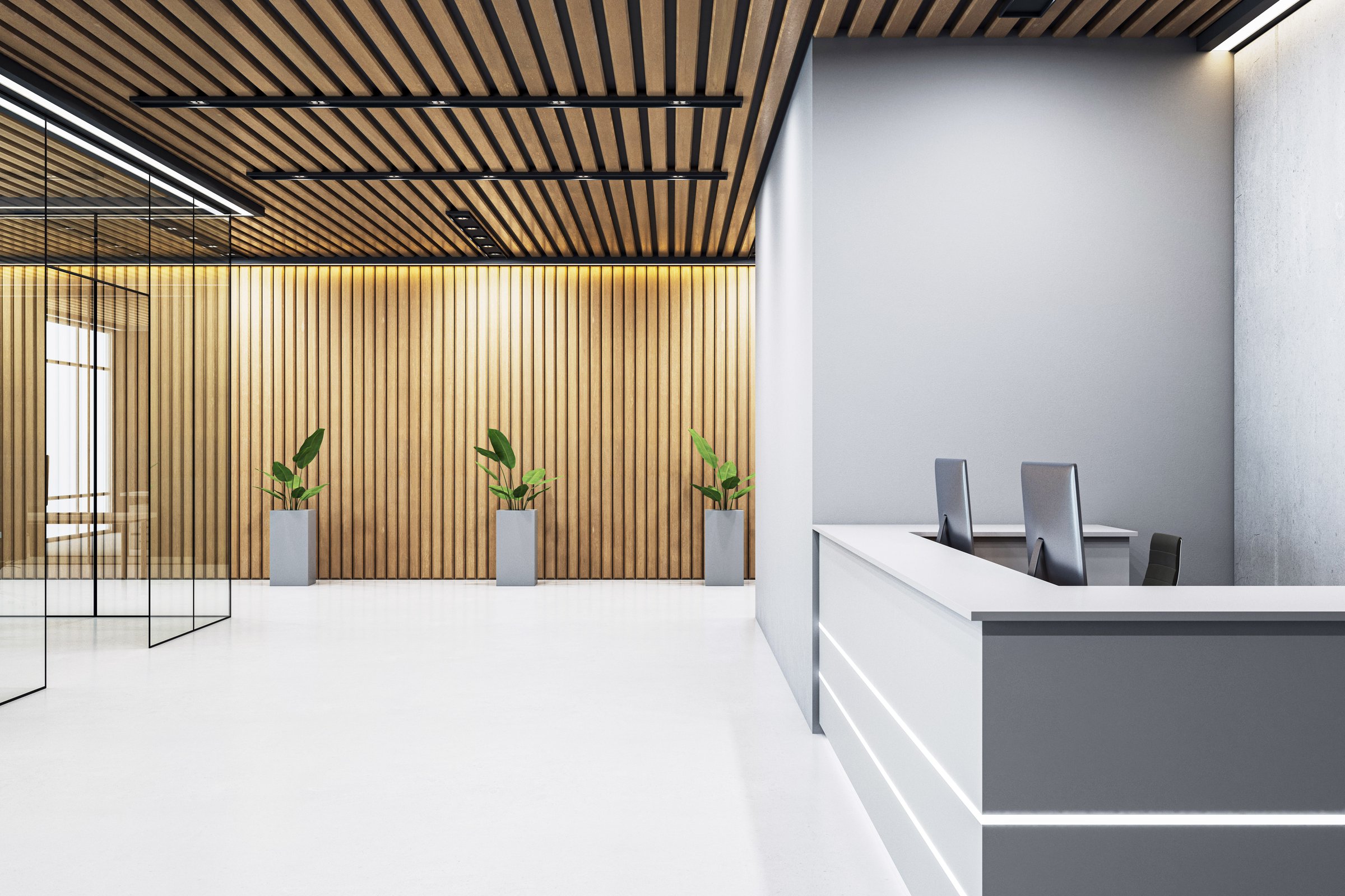 Minimalist office reception interior