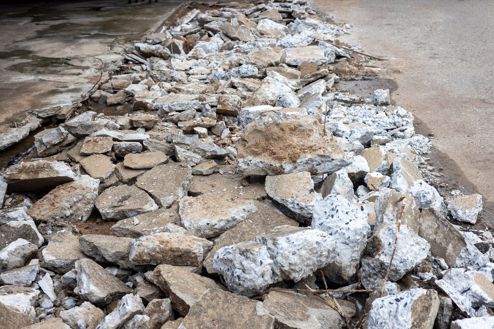 Concrete rubble construction waste