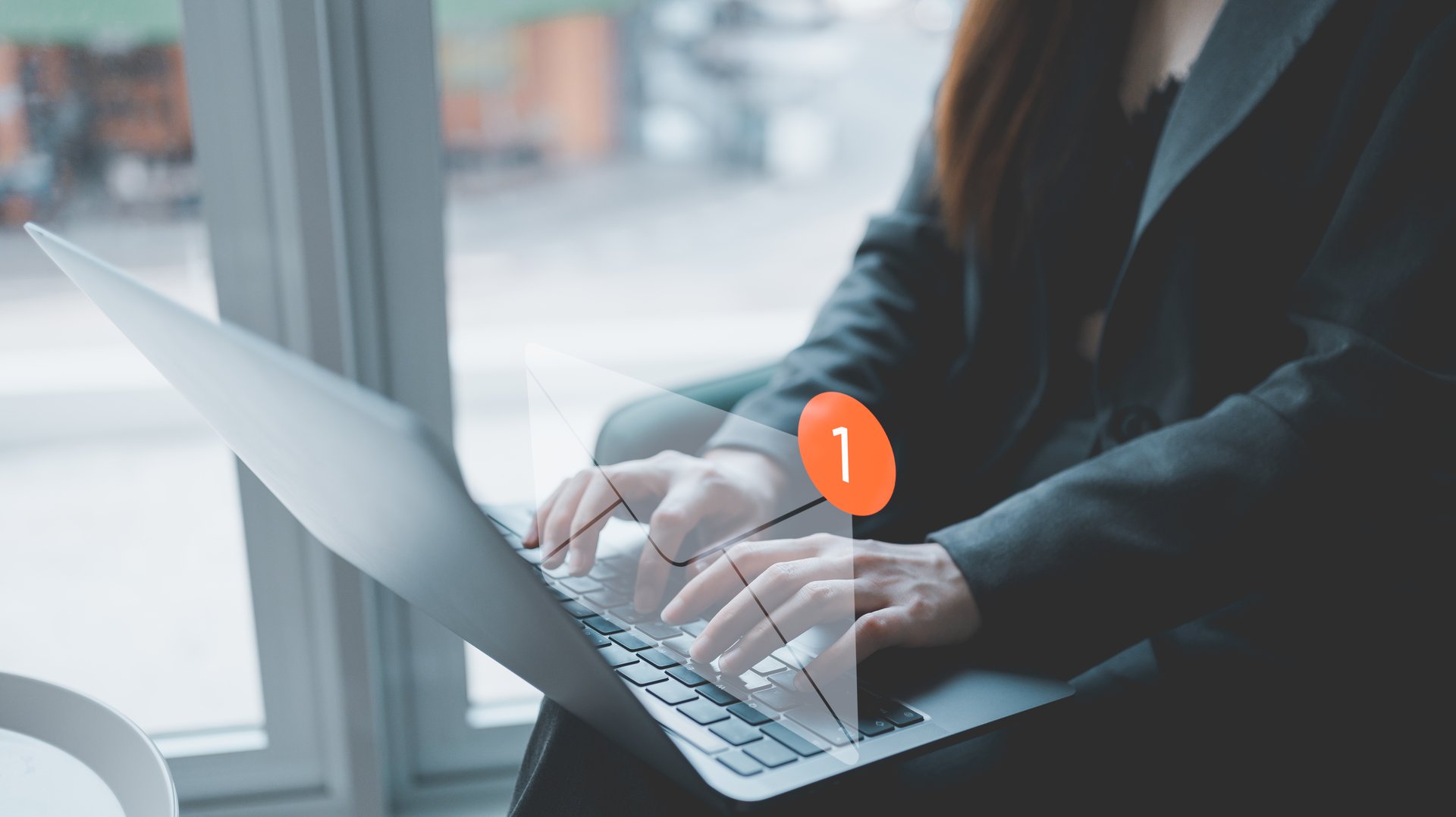 New email notification concept for business e-mail communication and digital marketing. Inbox receiving electronic message alert. business people touch on email in virtual screen. internet technology.