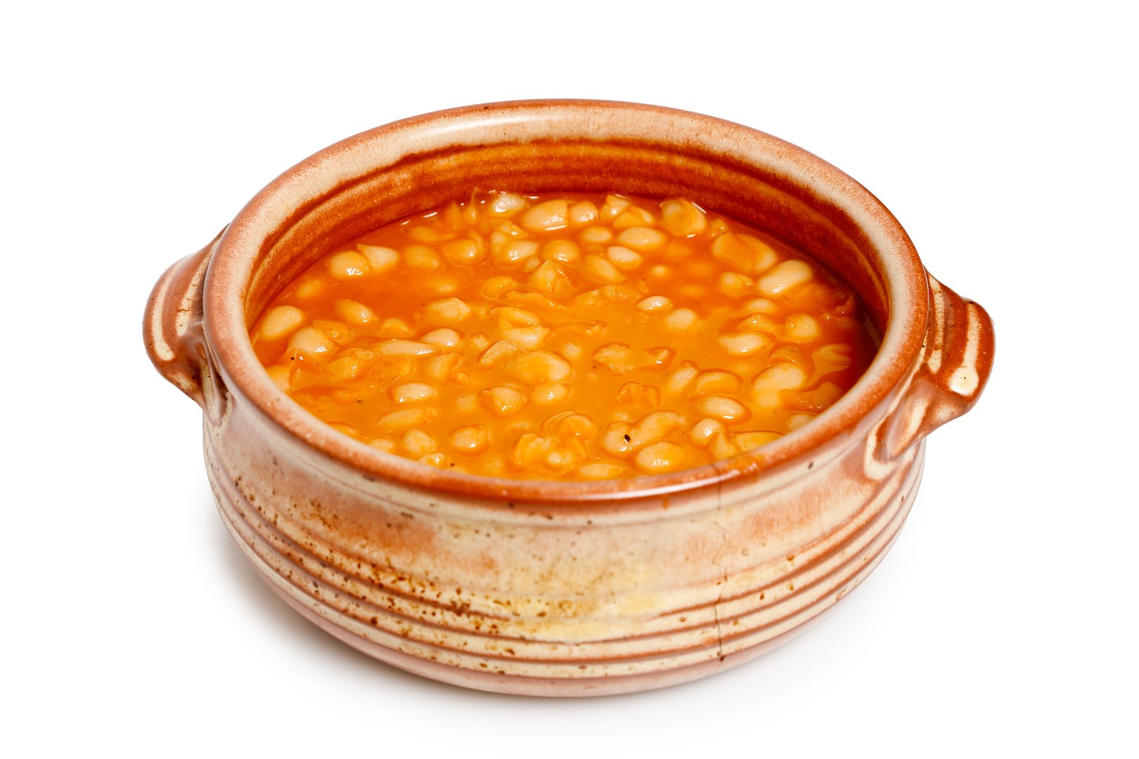 bean soup in  bowl isolated on white