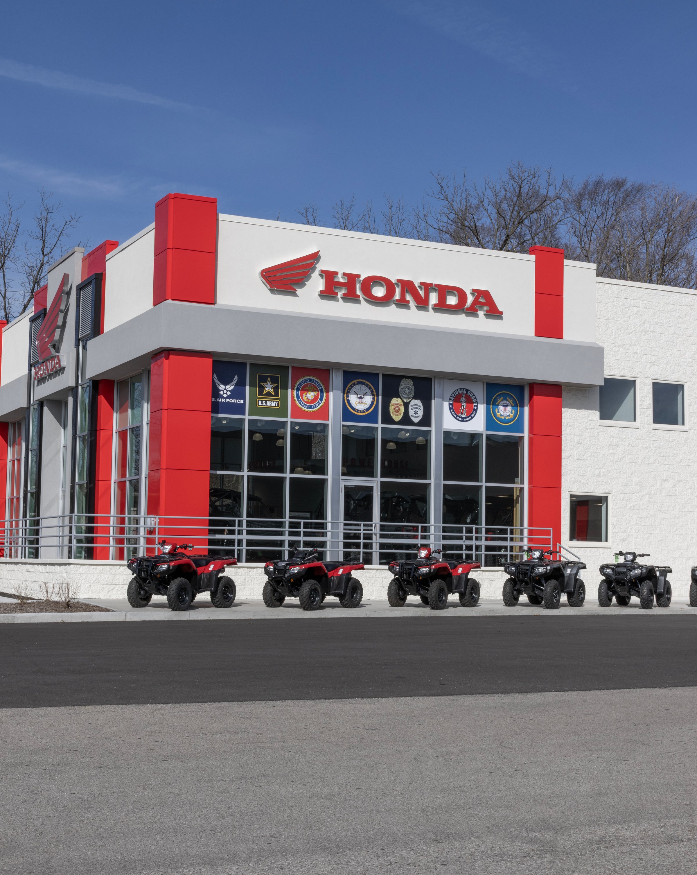 Indianapolis - March 21, 2025: Honda Powersports dealership. Honda Powersports offers Motorcycles, ATVs and Side-by-Sides.