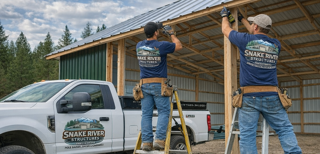 Snake River Structures team building pole barn