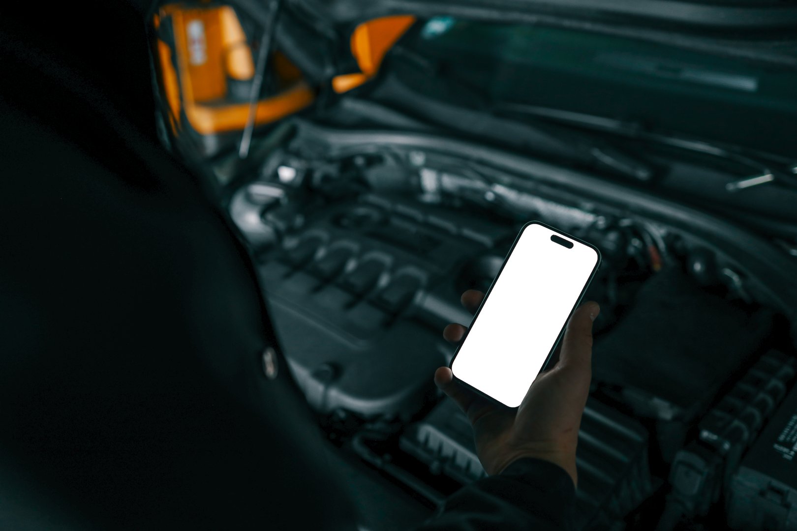 Smartphone med blank hvid skærm