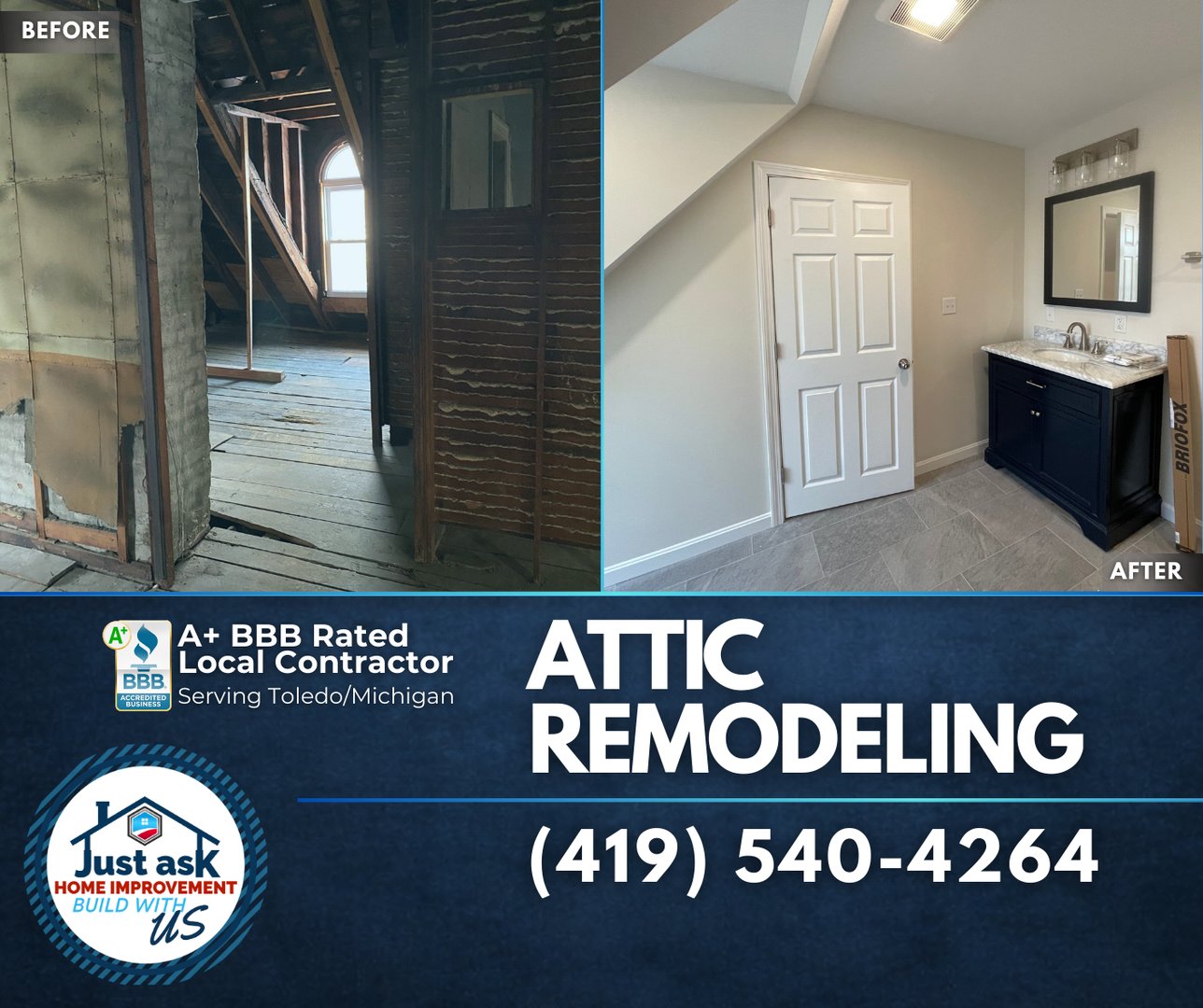 Attic room with natural light from window