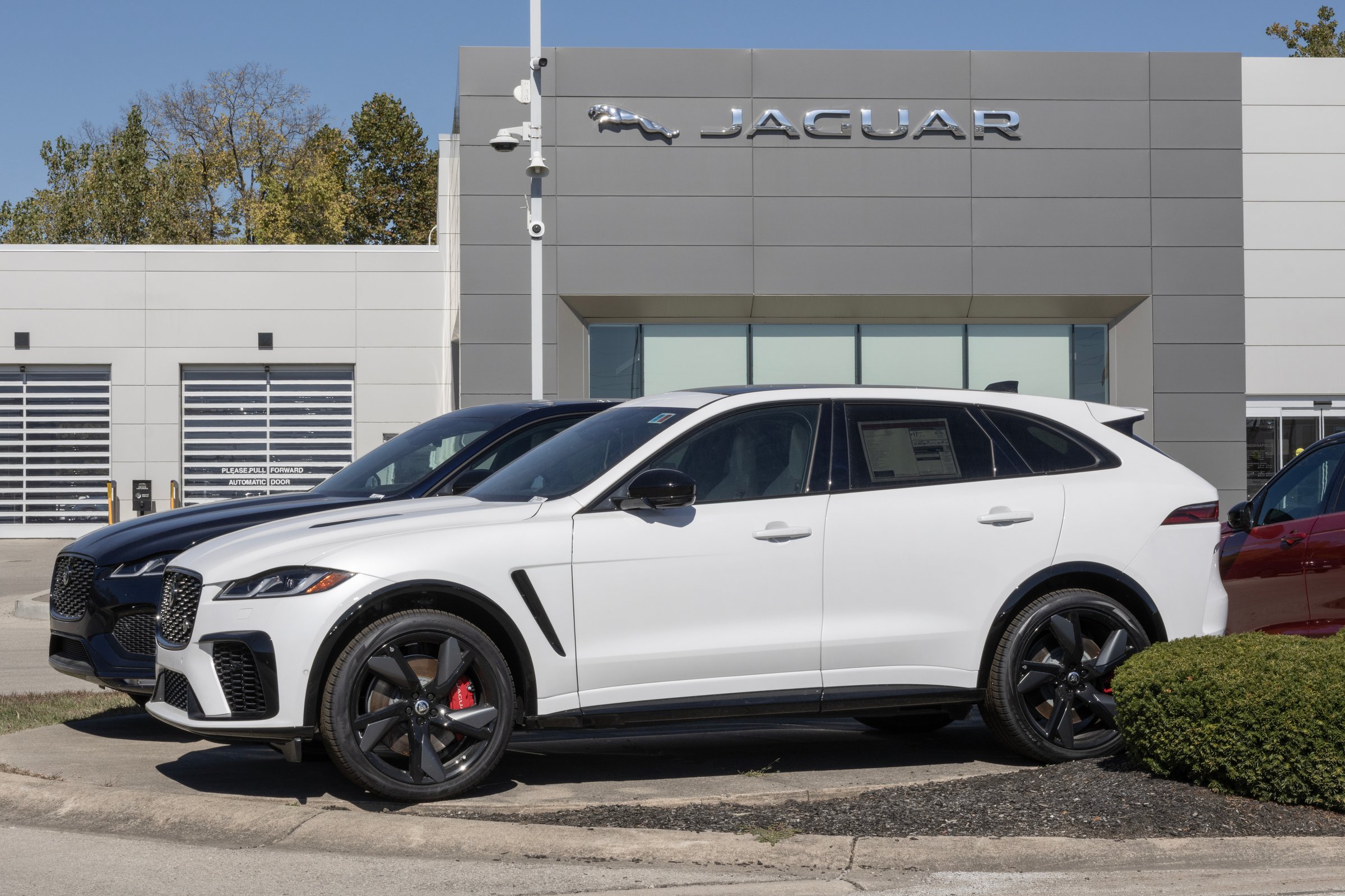 Indianapolis - October 12, 2025: Jaguar F-Pace SVR 575 Edition Performance SUV display. Jaguar offers the F-Pace with a 5.0L Supercharged V8 engine. MY:2026