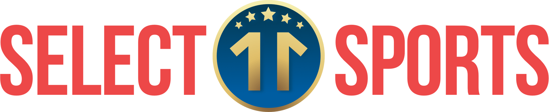 Logo with the text "SELECT SPORTS" and a circular emblem showing "11" with stars, in red, blue, and gold colors.