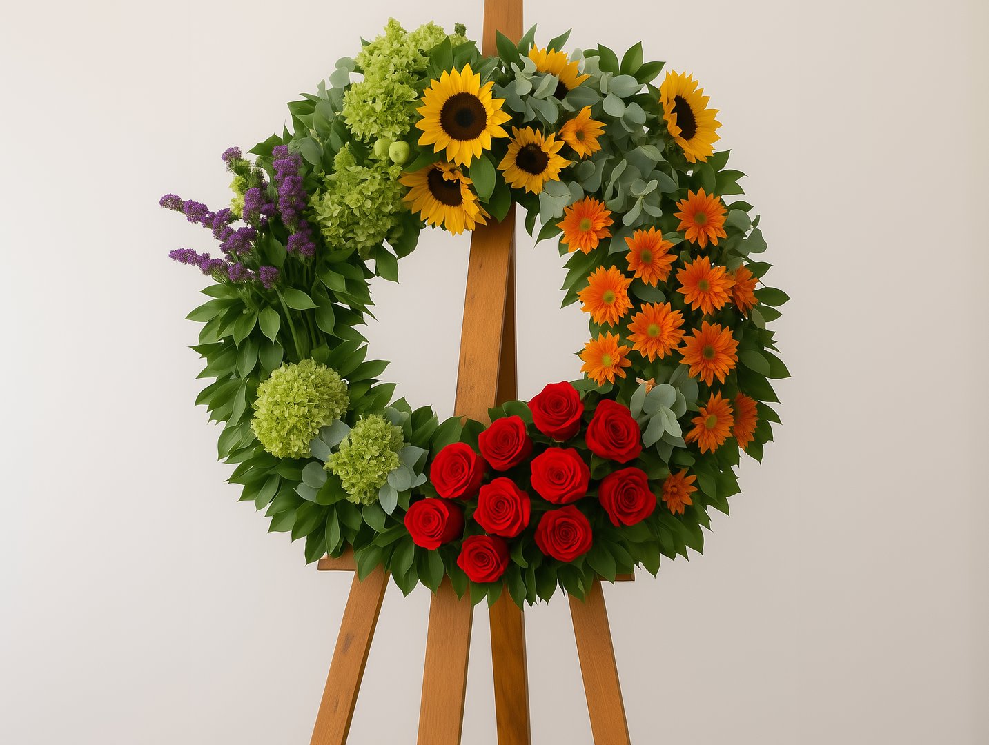 Hermoso arreglo floral artístico con flores coloridas