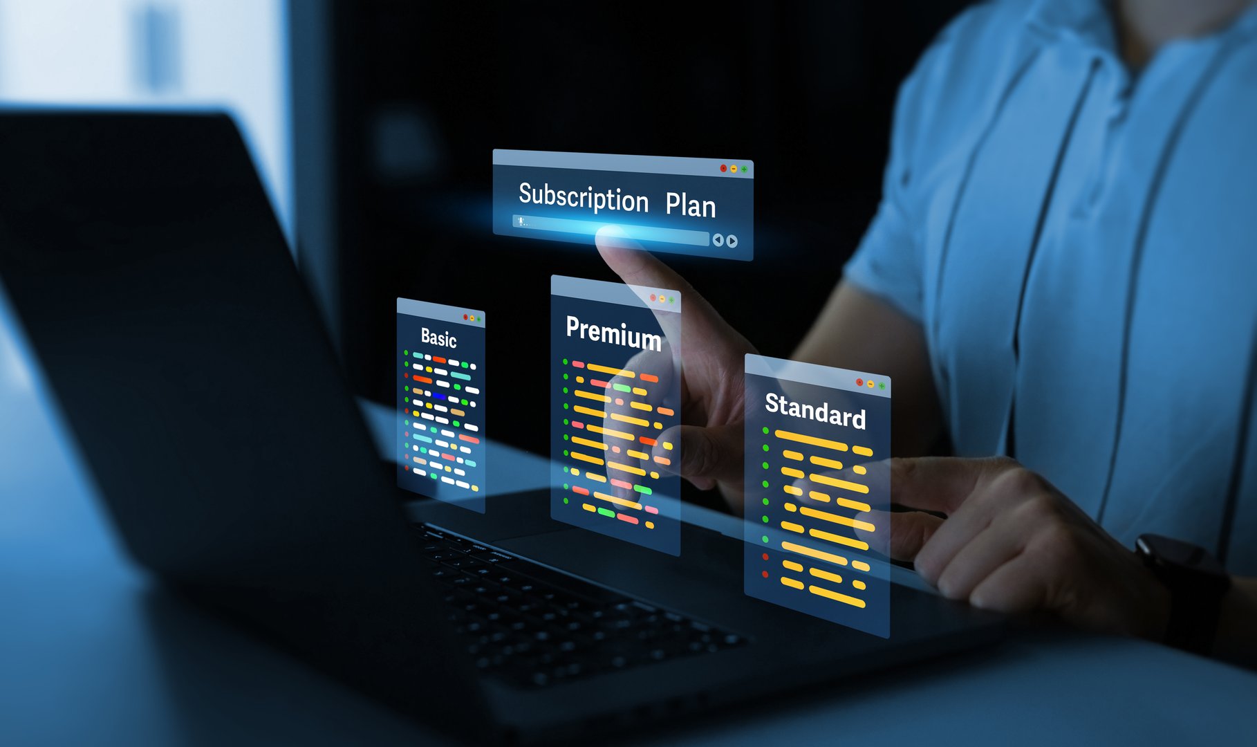 Subscription plan concept. Paid online service subscription plan.Subscription plan offers exclusive access to premium content, special discounts, and priority support