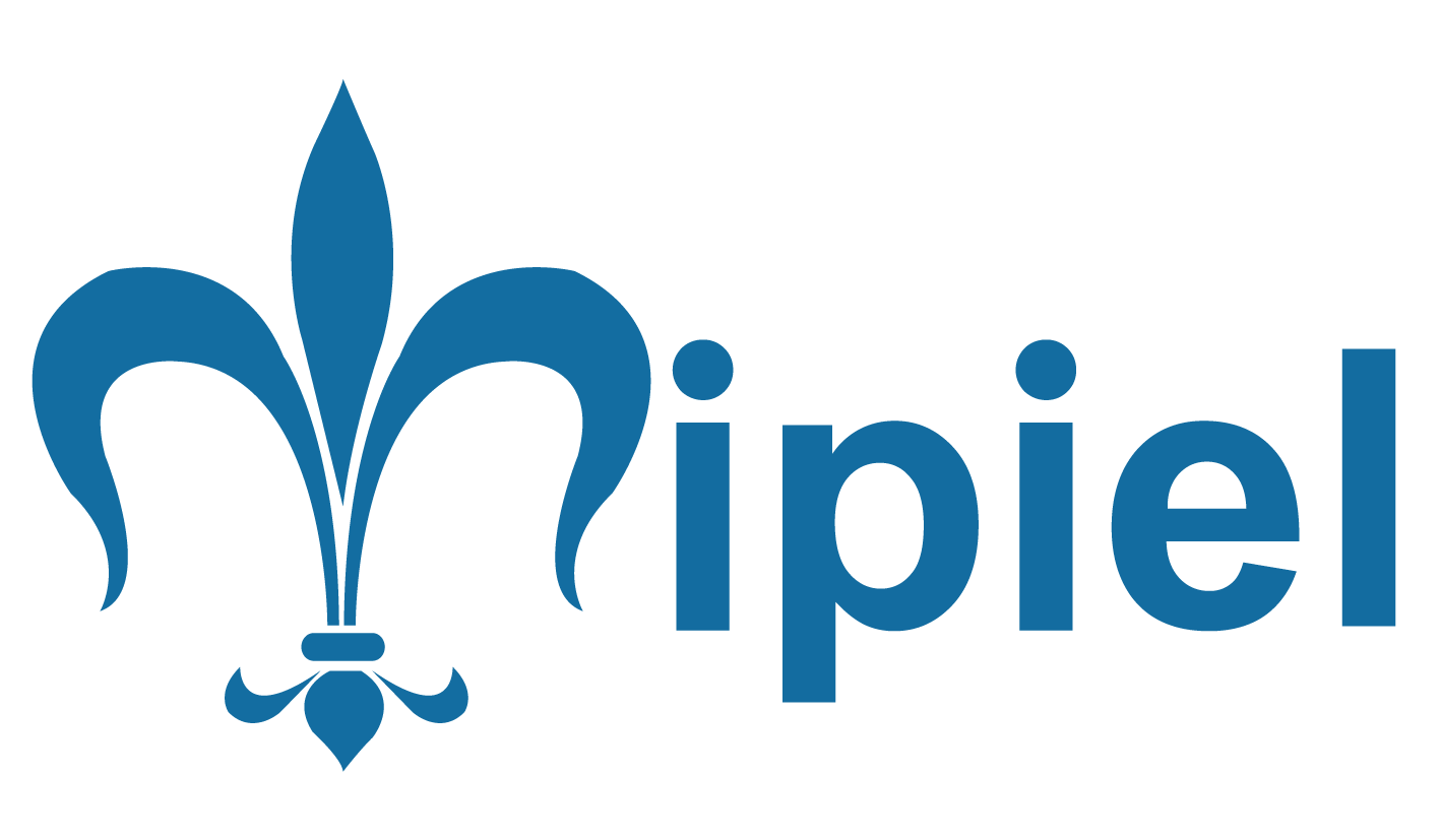 Blue fleur-de-lis symbol next to the word ipiel in a stylized blue font on a white background.