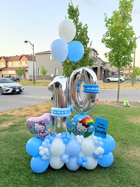 Themed balloon bouquet with two numbers