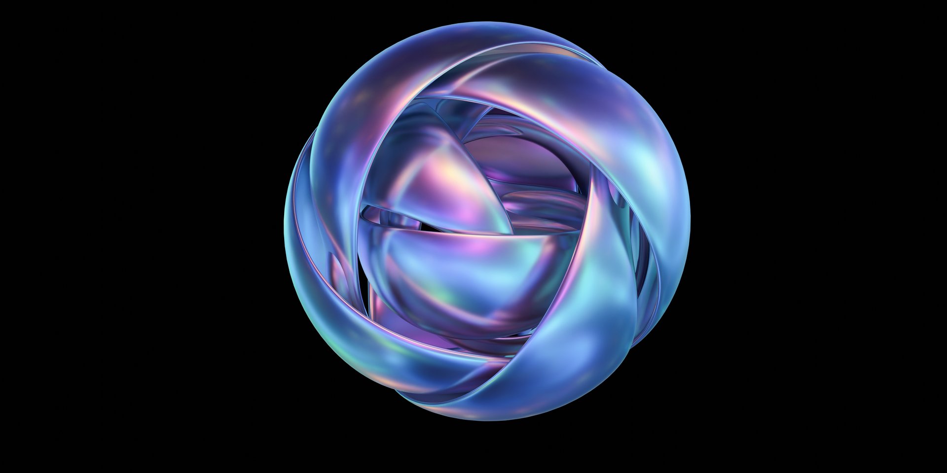 A glowing, iridescent spherical abstract shape.