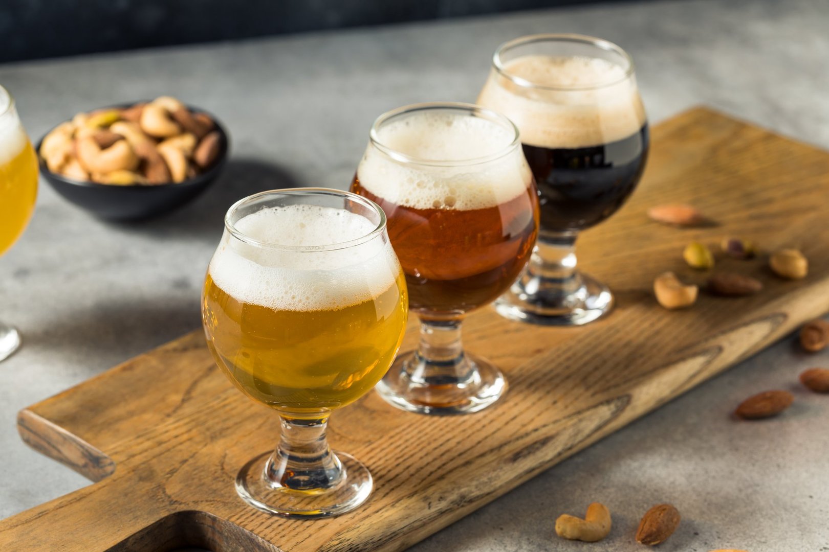 Cold Refreshing Craft Beer Flight on a Tray