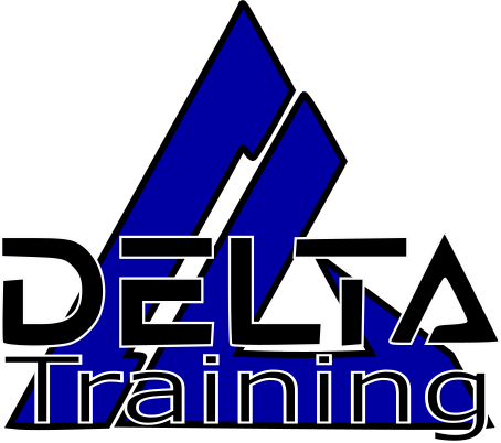 Logo of Delta Training with stylized blue triangle and black text overlay.