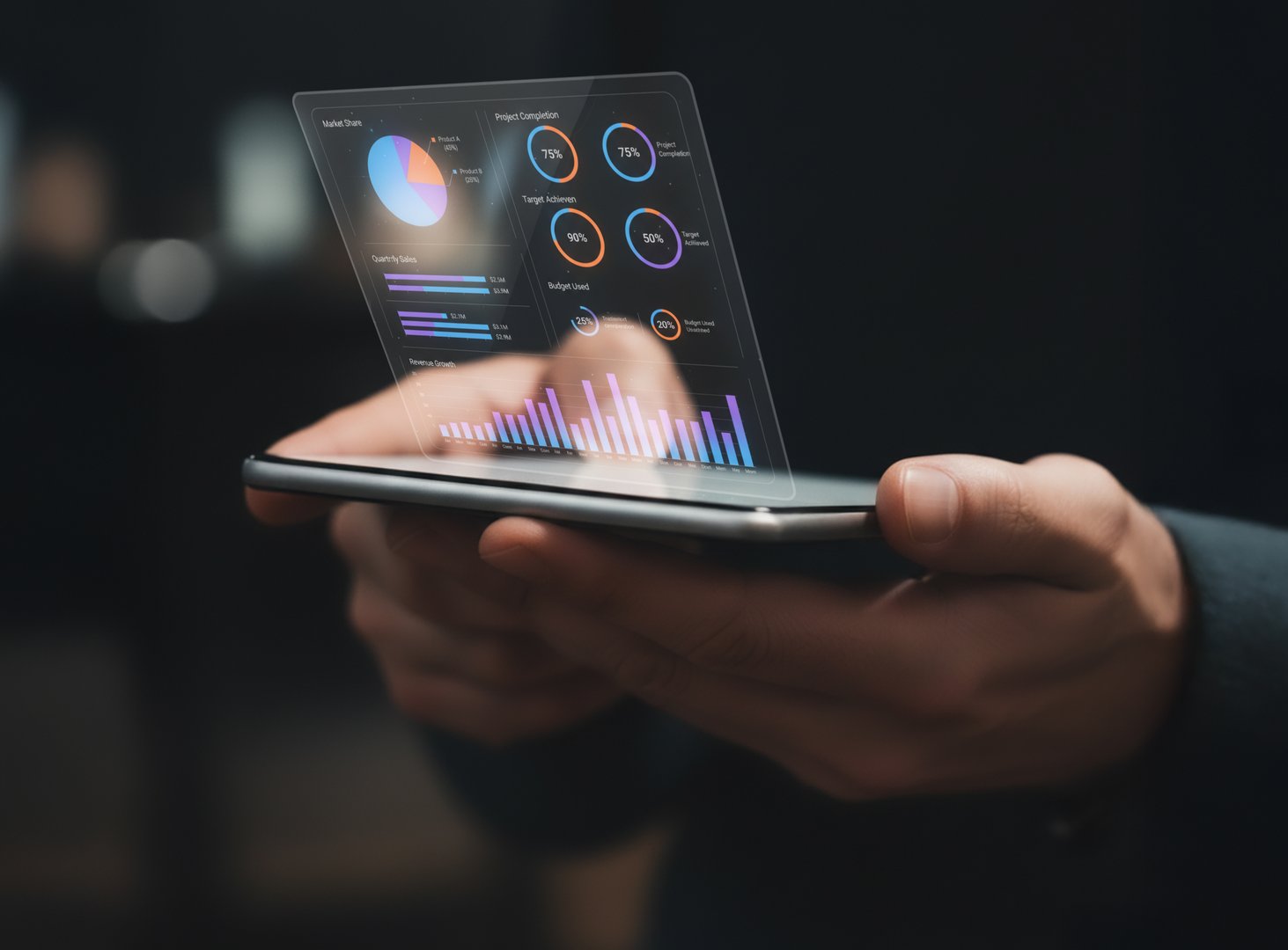 User Reviewing Financial and Project Data