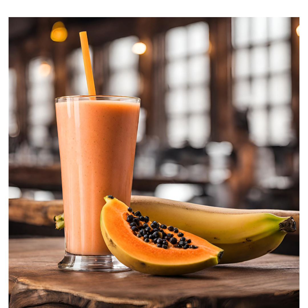 Vitamina de frutas mamão com banana