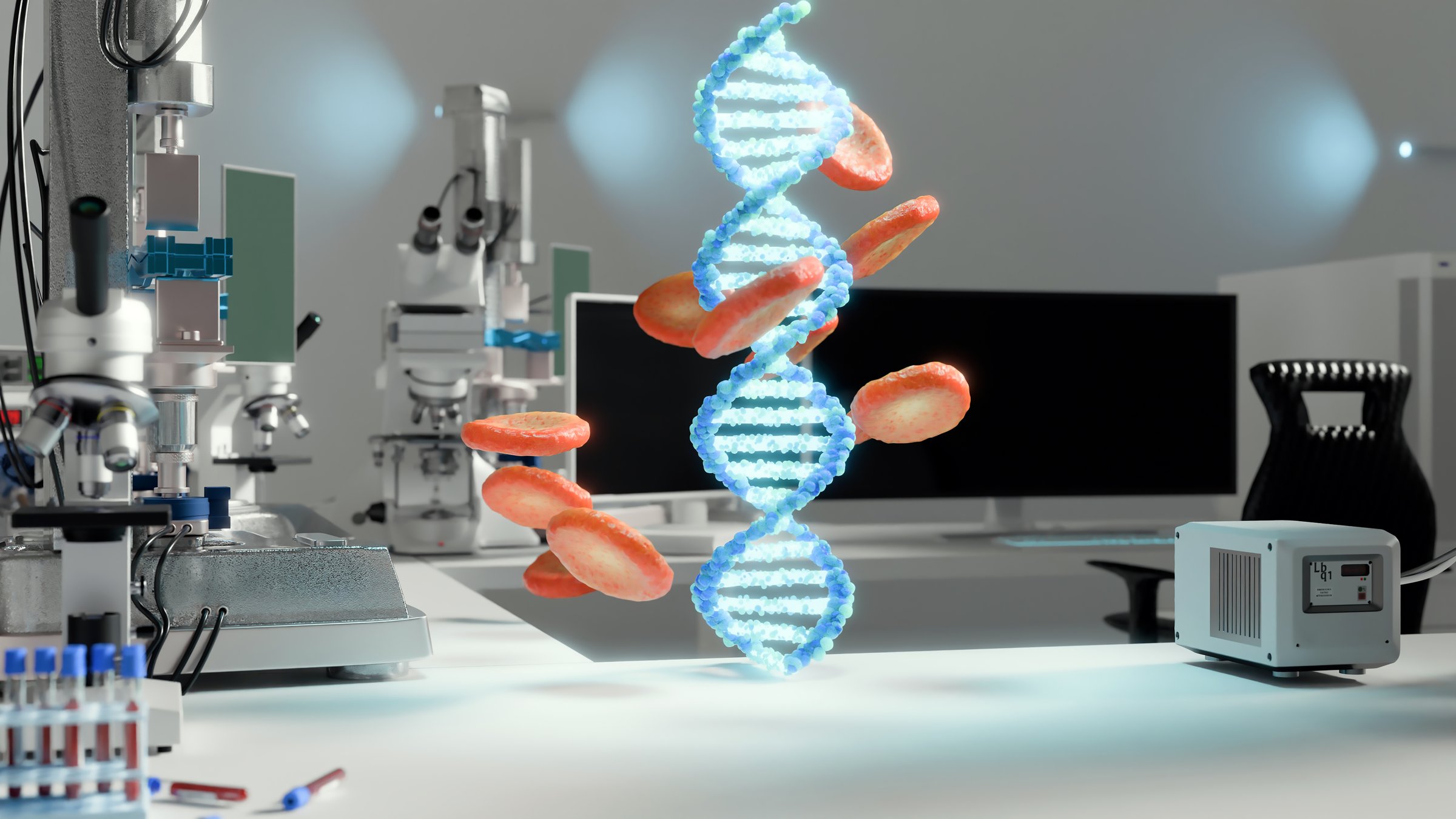 4K stock illustration captures a cutting-edge research laboratory workstation showcasing advanced DNA technology