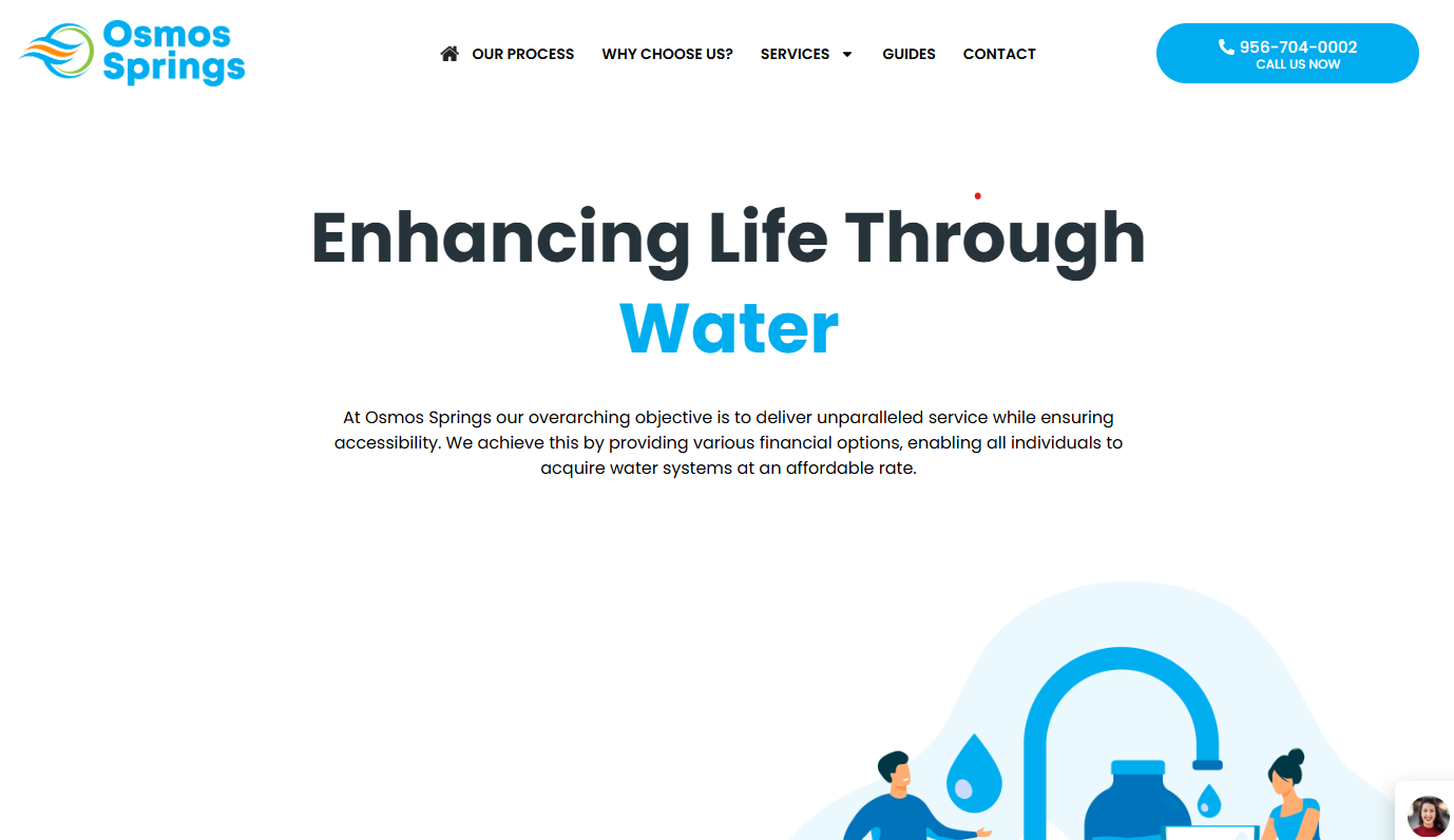 Osmos Springs water filtration website