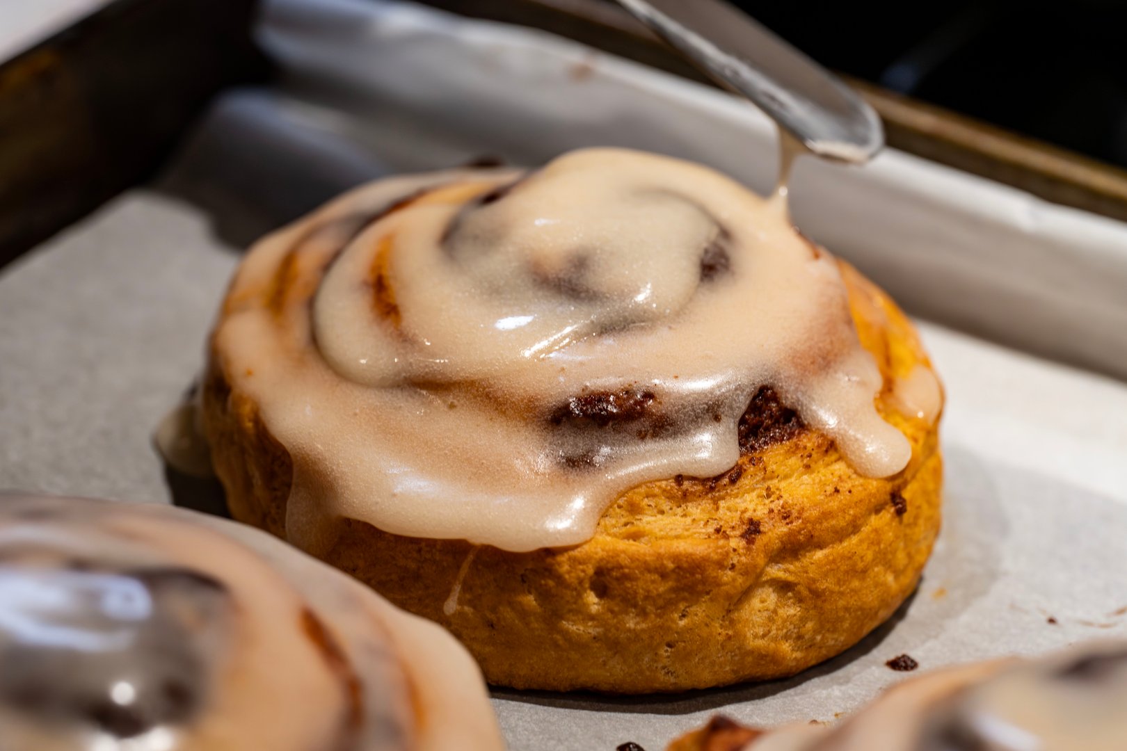 A few nicely glazed cinnamon rolls