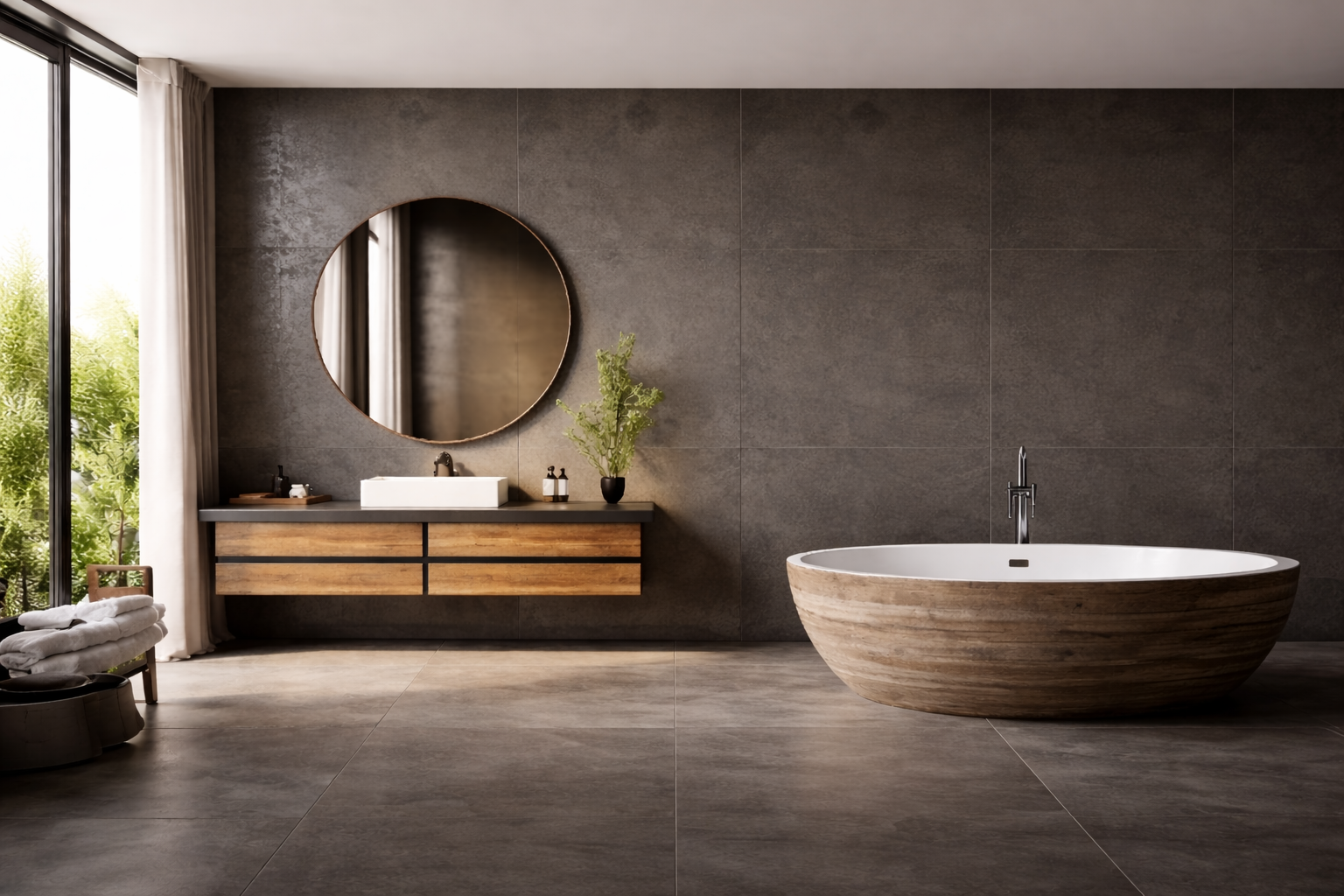 Elegantes modernes Badezimmer mit Fliesen