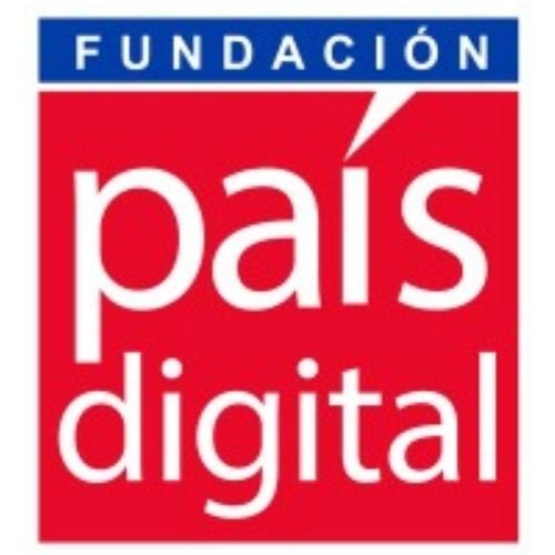 Logo of Fundación País Digital with a red background and blue top banner.