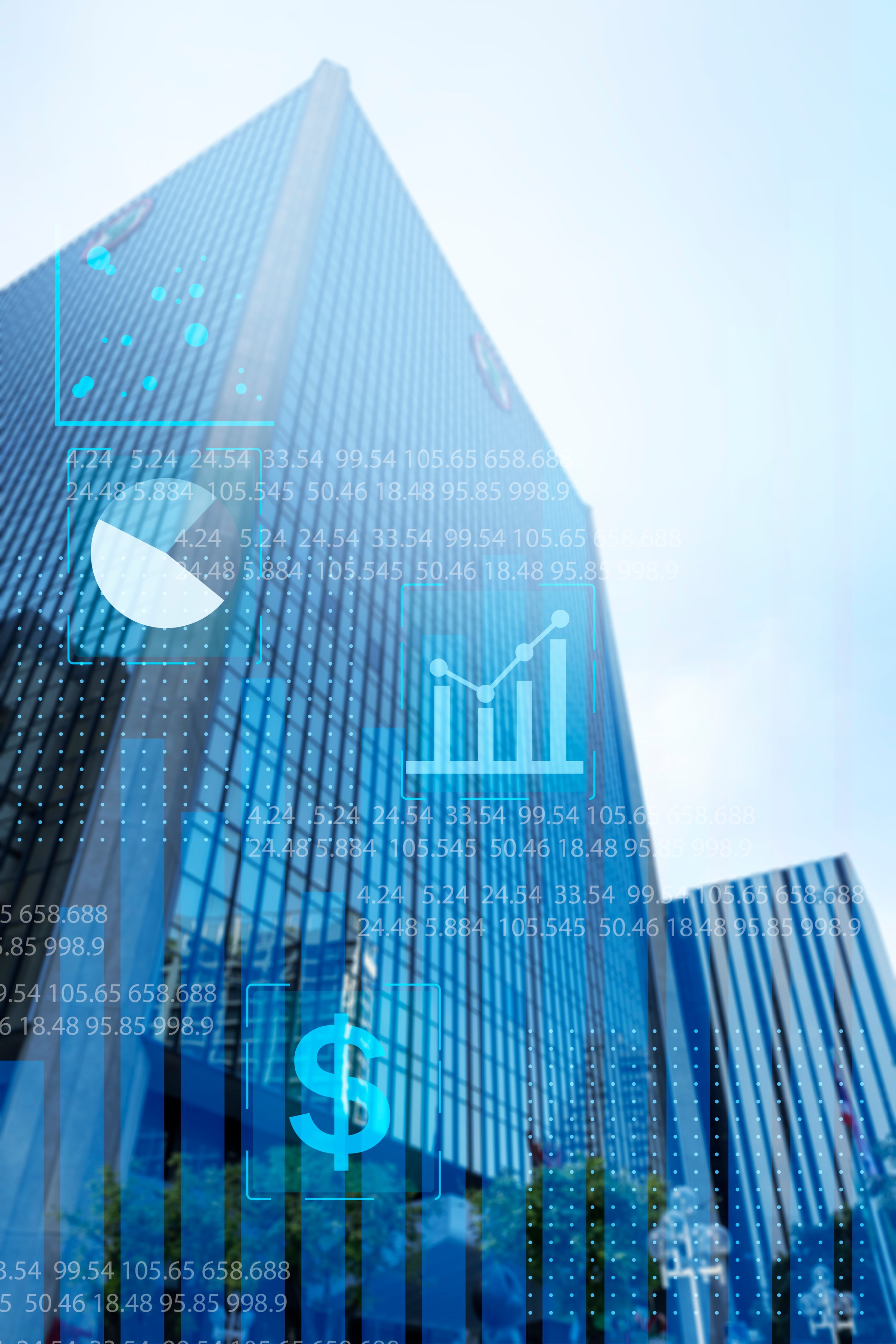 Stock charts and backgrounds of large cities financial industry, stock market, the world of business and investing in money.