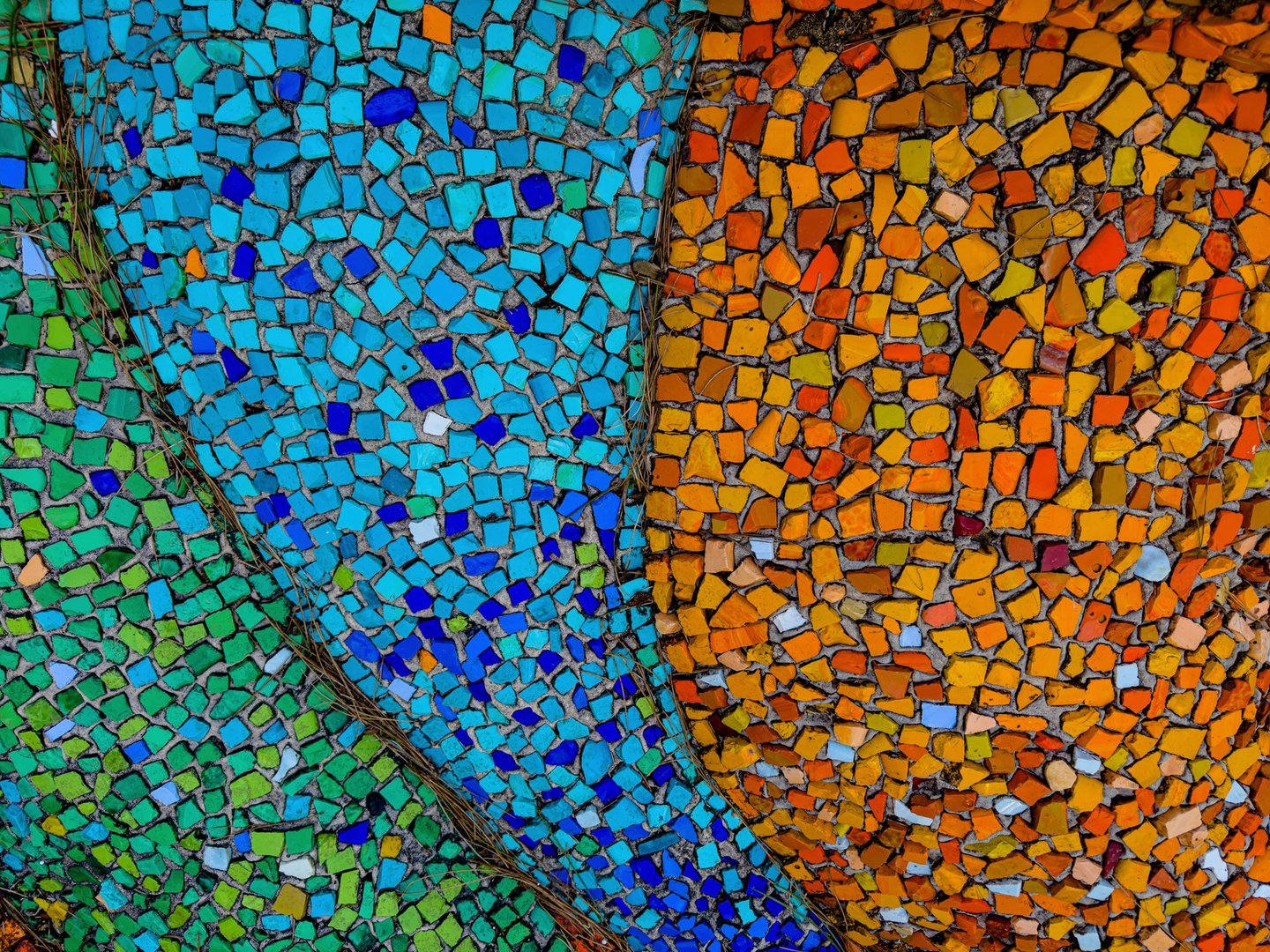 Colorful mosaics Gaudi architecture