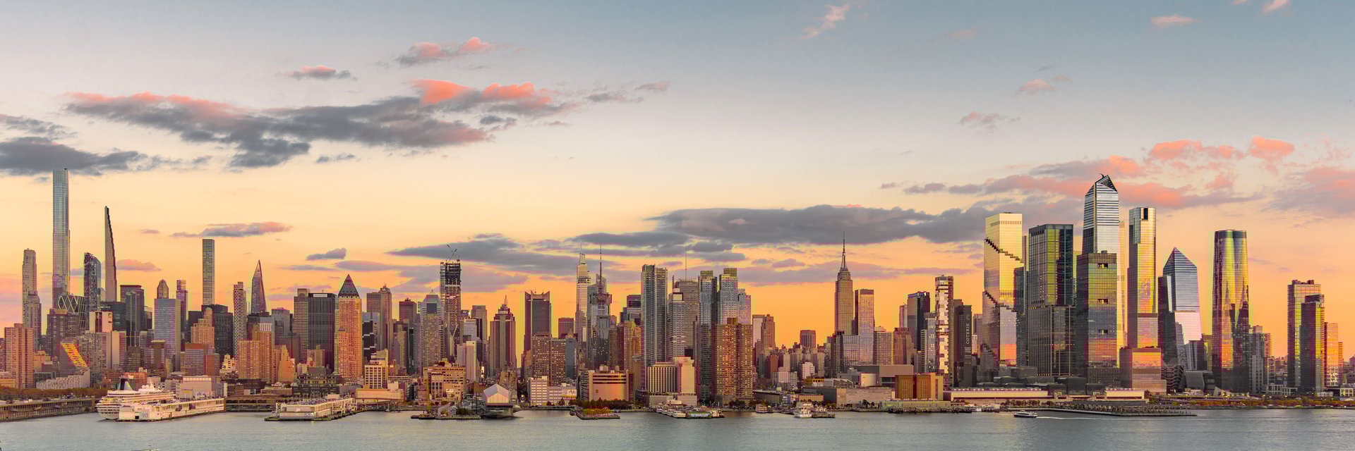 New York City skyline sunset from New Jersey
