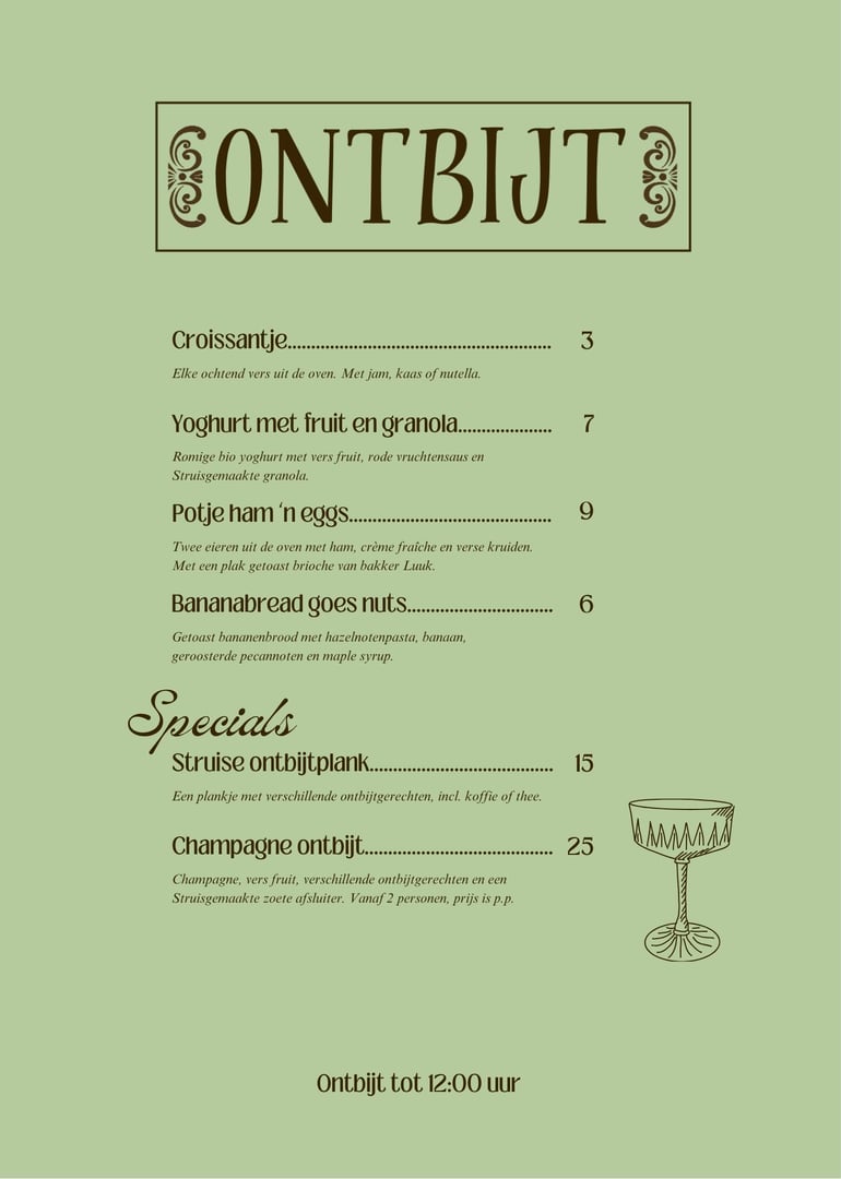 Struis Menukaart - Pagina 1