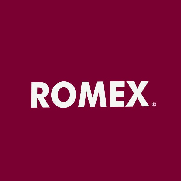 Red background with the word ROMEX in bold white capital letters.