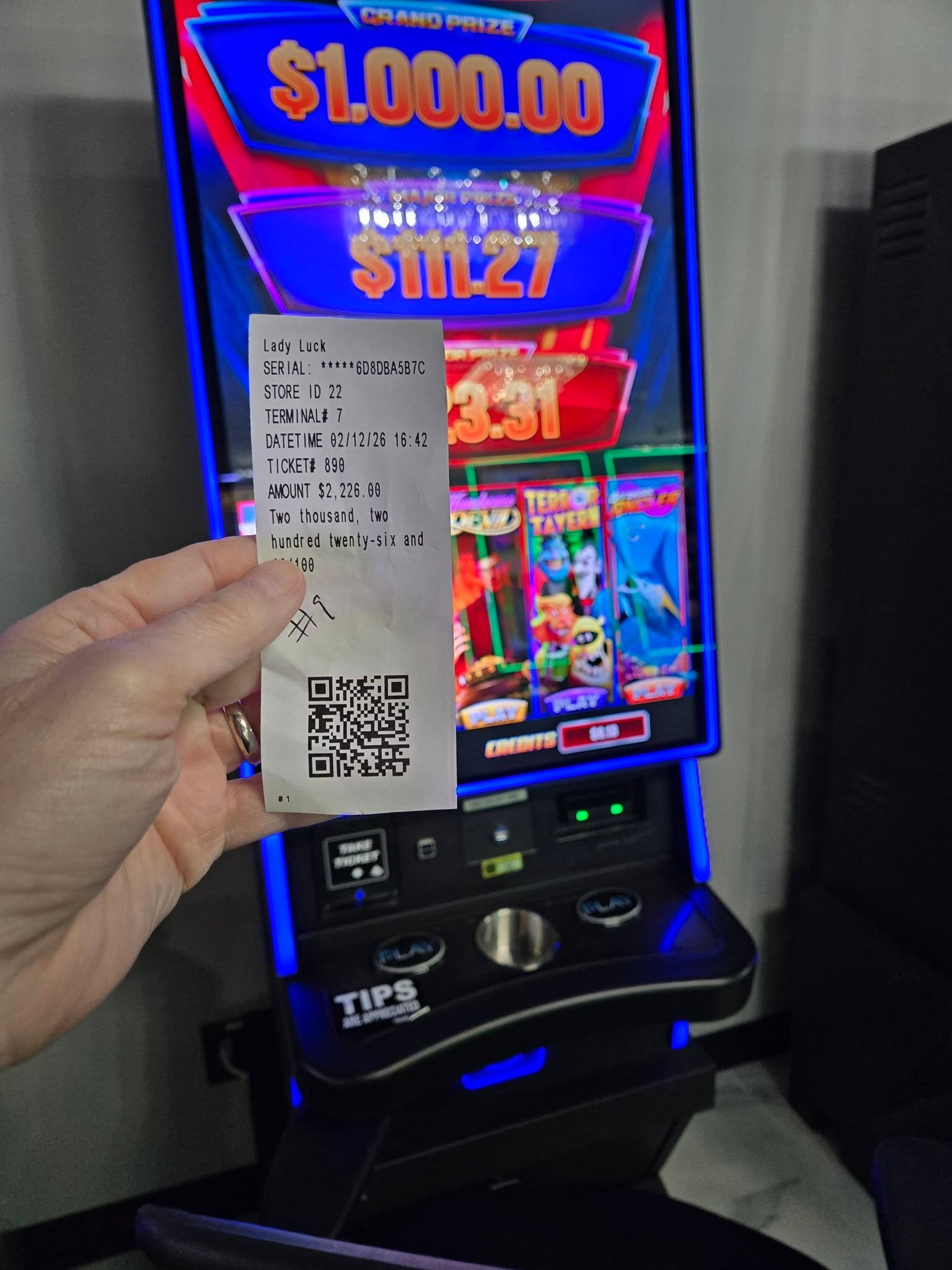 Winner at Lady Luck Skill Games