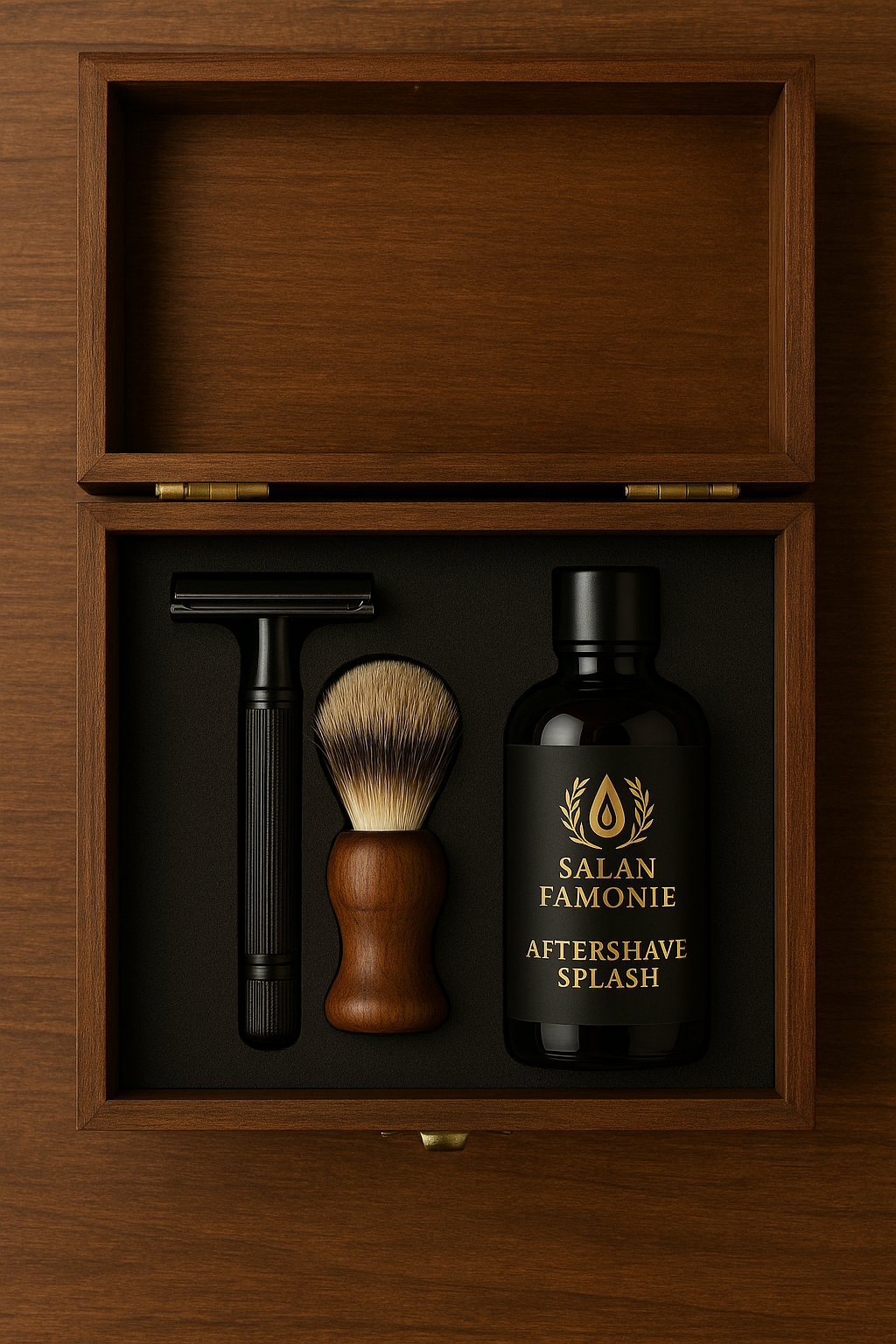 Wooden Shaving Kit with Elegant Tools