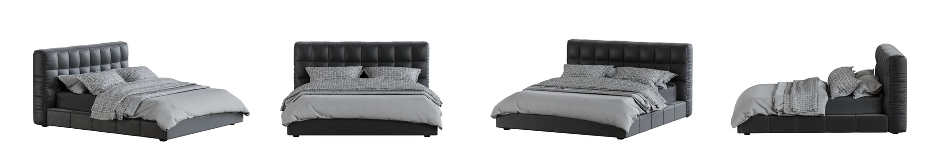 Bed isolated on white background. 3D render. 3D illustration.