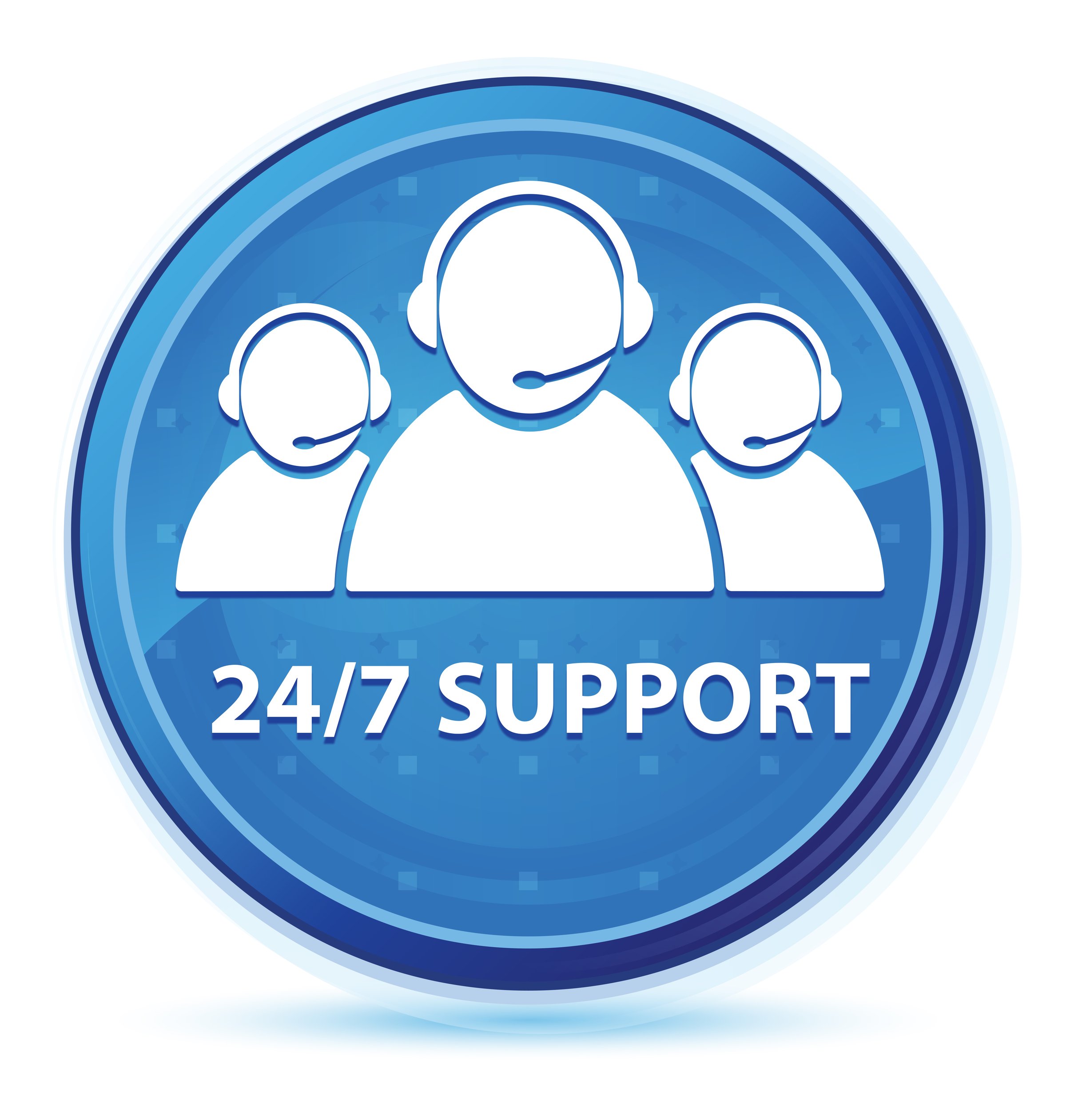 24/7 Support (customer care team icon) isolated on midnight blue prime round button abstract illustration