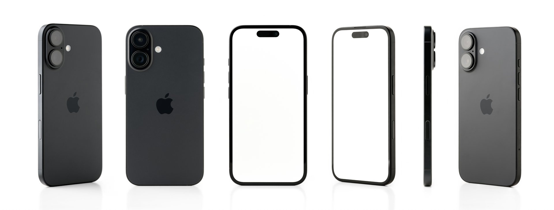 Antalya, Turkey - June 16, 2025: Newly released Black iPhone 16 mockup set with different angles